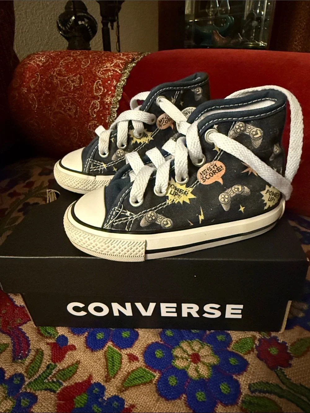 Converse Infant Navy High-Top Sneakers with Gaming Print